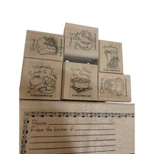 Stampin Up! 2004 Whats For Dinner Recipe Rubber Stamp Set Veggies Cake Cooking P